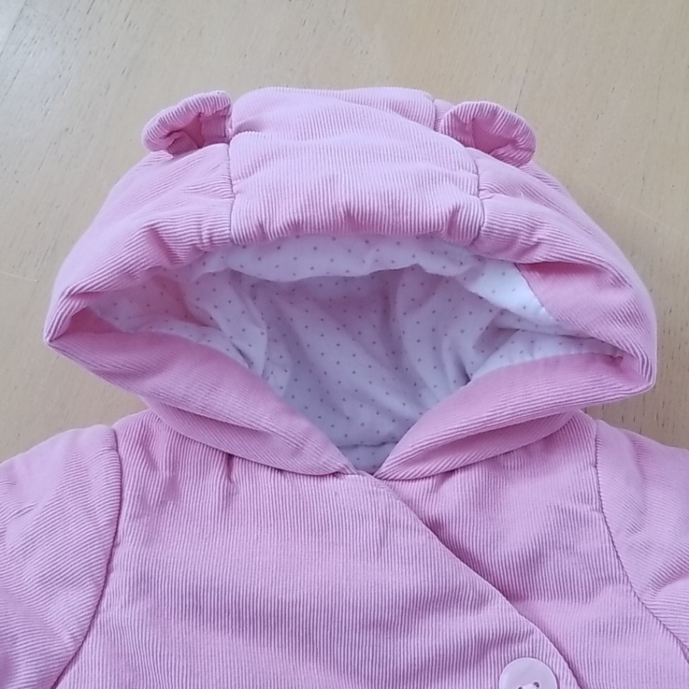 Baby Gap pink corduroy coat with bear ears 0-3 mos - Picture 12 of 12